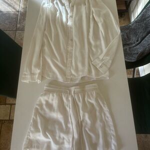 Princess Polly Cream Button-Up Shirt and Shorts Set